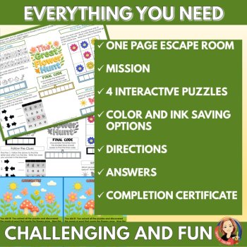 The Great Flower Hunt, Spring Escape Room Game, No Prep One Page Activity, image 3