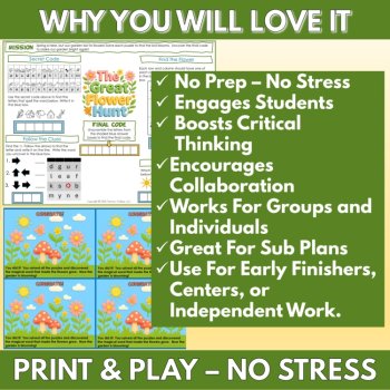 The Great Flower Hunt, Spring Escape Room Game, No Prep One Page Activity, image 4