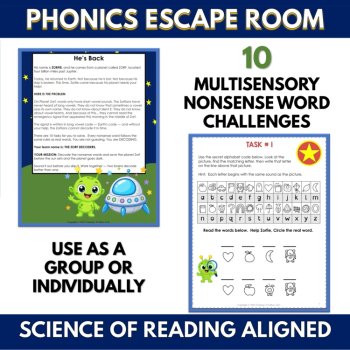Nonsense Words Phonics Escape Room, Long Vowels, CVCe Vowel Teams Decoding, image 2