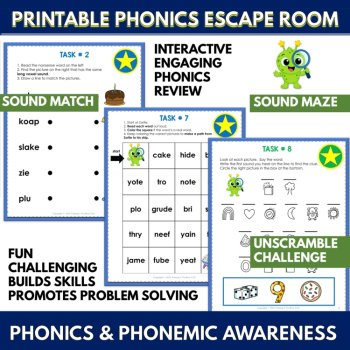 Nonsense Words Phonics Escape Room, Long Vowels, CVCe Vowel Teams Decoding, image 3