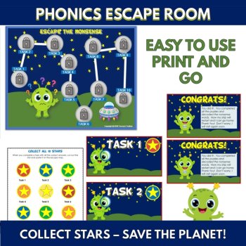 Nonsense Words Phonics Escape Room, Long Vowels, CVCe Vowel Teams Decoding, image 4