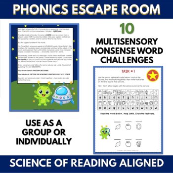 Phonics Escape Room, Short Vowel Nonsense Words, Blends, Digraphs, SOR, image 2