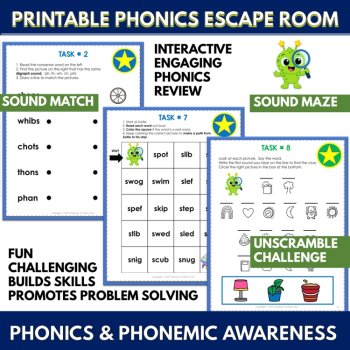 Phonics Escape Room, Short Vowel Nonsense Words, Blends, Digraphs, SOR, image 3