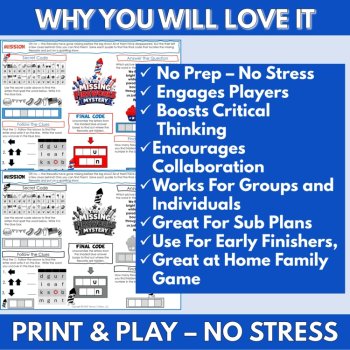 4th of July Escape Room Activity Mat, Independence Day One-Page Mystery Puzzle, image 4