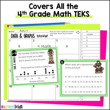 4th Grade STAAR Math Review Bundle - Print Task Cards - Fun STAAR Prep, image 3