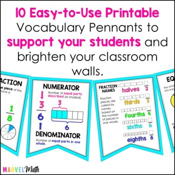 3rd Grade Fractions Word Wall Banner - Vocabulary Bunting, image 3