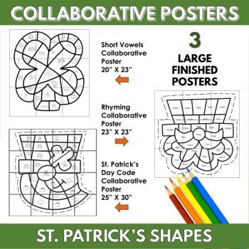 St. Patrick’s Day Bulletin Board Phonics Collaborative Coloring Posters, Color by Sound, image 2