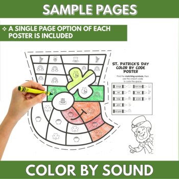 St. Patrick’s Day Bulletin Board Phonics Collaborative Coloring Posters, Color by Sound, image 4