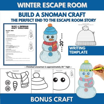 Winter Literacy & Math Escape Room Puzzles with Build a Snowman Craft Game, image 3