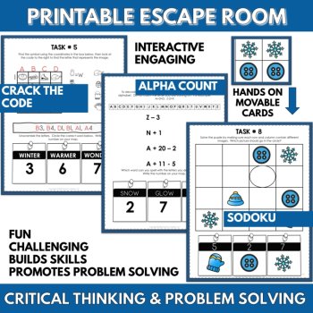 Winter Literacy & Math Escape Room Puzzles with Build a Snowman Craft Game, image 4
