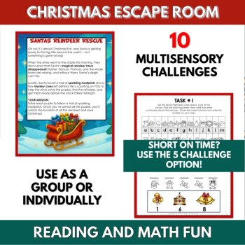 Christmas Escape Room Printable: Reindeer Rescue Reading & Math Puzzle Game, image 2
