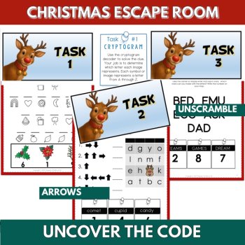 Christmas Escape Room Printable: Reindeer Rescue Reading & Math Puzzle Game, image 3