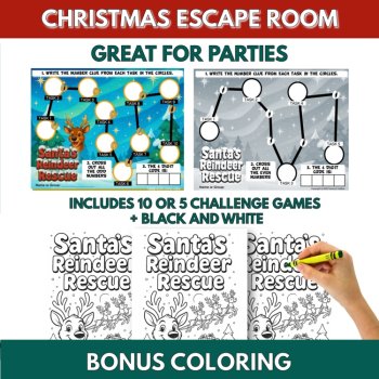 Christmas Escape Room Printable: Reindeer Rescue Reading & Math Puzzle Game, image 4