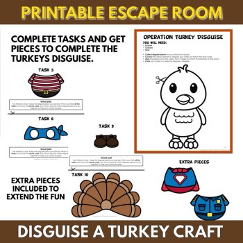 Thanksgiving Escape Room | Trouble Turkey Disguise Craft and Printable Game, image 3