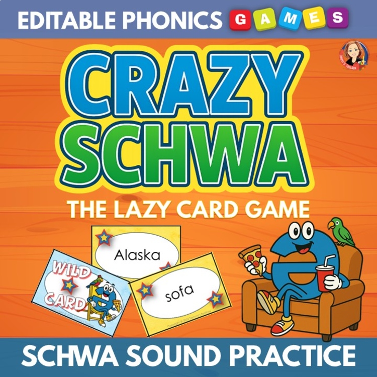 Schwa Sound Card Game, Editable Phonics Vowel Activity, Decoding & Syllables