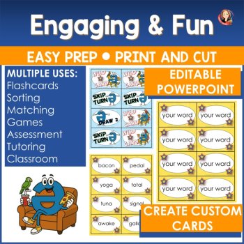 Schwa Sound Card Game, Editable Phonics Vowel Activity, Decoding & Syllables, image 3