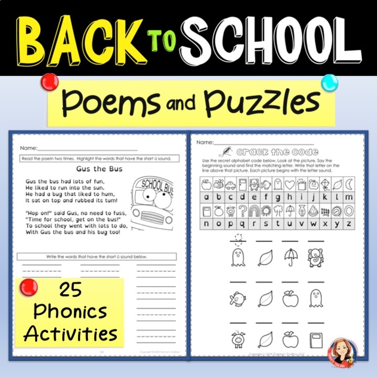 Back to School Phonics Worksheets | Decodable Poems & Literacy Games