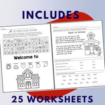 Back to School Phonics Worksheets | Decodable Poems & Literacy Games, image 3