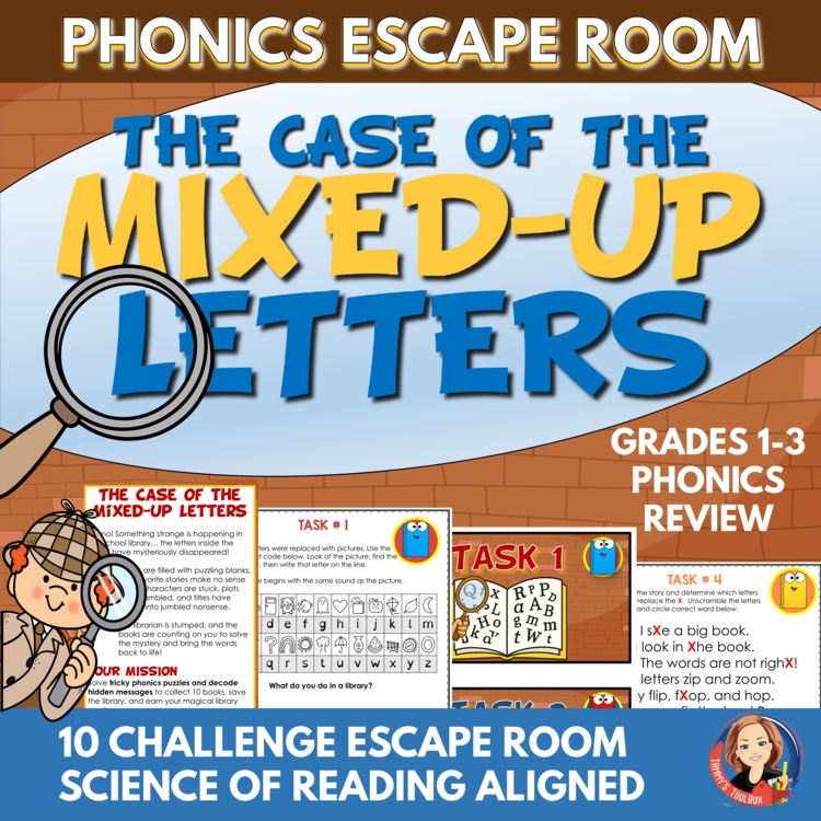 Library-Themed Phonics Escape Room | Printable Decoding, Spelling, and Word Game
