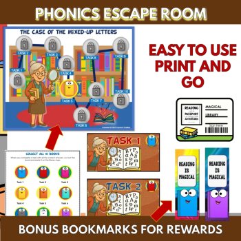Library-Themed Phonics Escape Room | Printable Decoding, Spelling, and Word Game, image 2