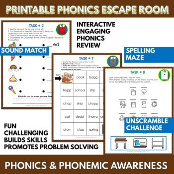 Library-Themed Phonics Escape Room | Printable Decoding, Spelling, and Word Game, image 3