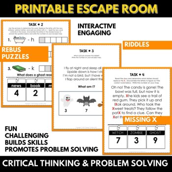 Halloween Escape Room | Reading & Math Mystery Game | Printable Fall Activity, image 3