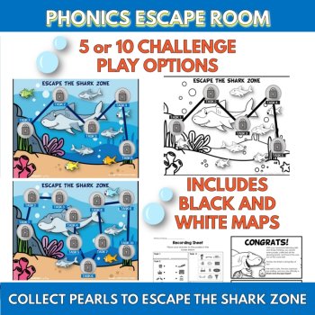 Shark Summer Phonics Escape Room Activity | Beginning & Ending Blends Game, image 4