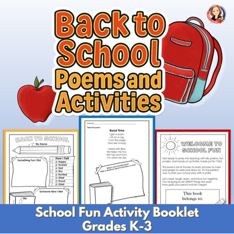 Back to School Decodable Poems & Phonics Activity Book | K-3 Literacy Packet