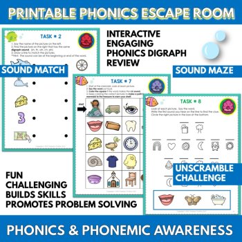 Under the Sea Summer Phonics Escape Room Activity | Beginning & Ending Digraph, image 2