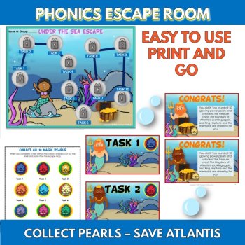 Under the Sea Summer Phonics Escape Room Activity | Beginning & Ending Digraph, image 3