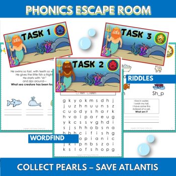 Under the Sea Summer Phonics Escape Room Activity | Beginning & Ending Digraph, image 4