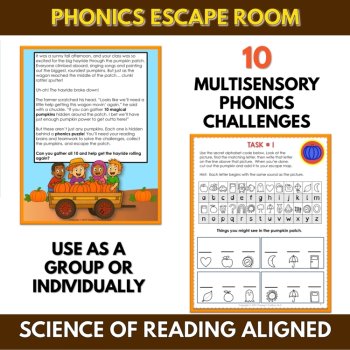 Pumpkin Patch Escape Room | Fall Phonics Game CVC Short Vowel Review Grades K-2, image 2