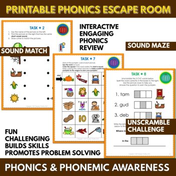 Pumpkin Patch Escape Room | Fall Phonics Game CVC Short Vowel Review Grades K-2, image 3