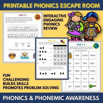 End of Year Escape Room and Summer Phonics Review, Phonics Game for Grades 1-3, image 3