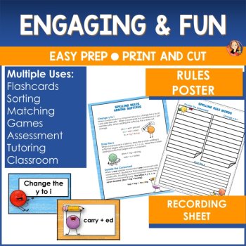 Editable Spelling Rules for Adding Suffixes Game with Flashcards, image 4