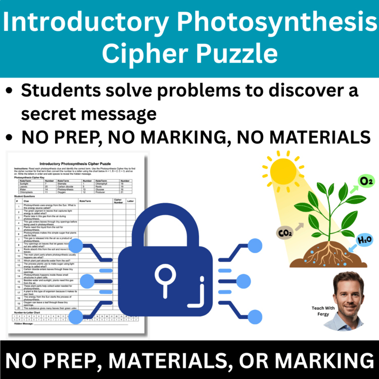 Introductory Photosynthesis Cipher Puzzle - Ecology Activity | Chlorophyll