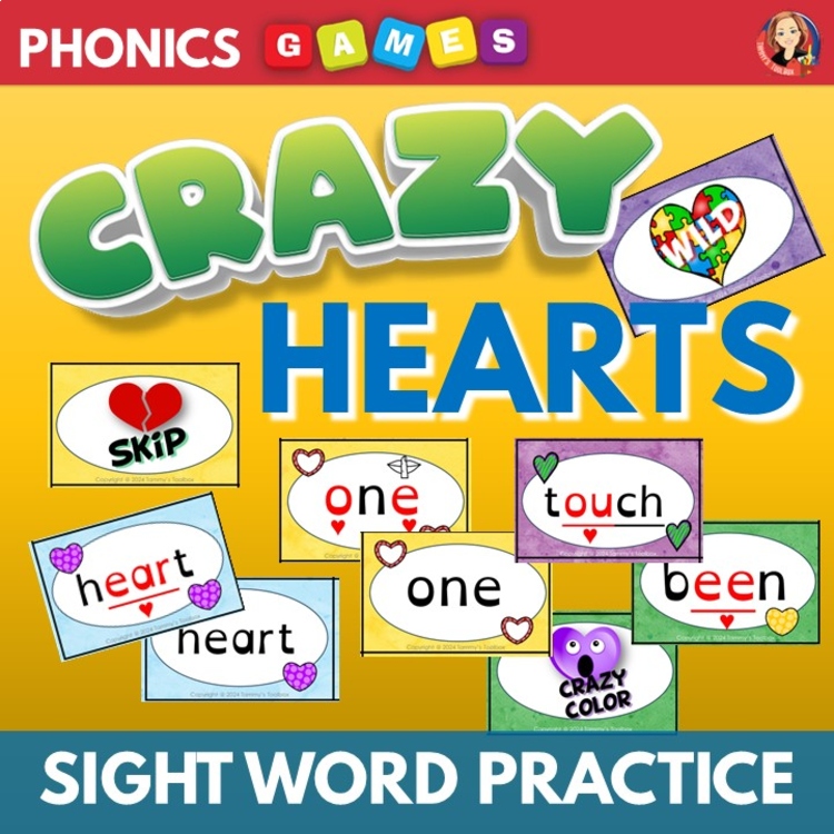 Editable Sight Word Practice Game with Heart Word Practice Flashcards