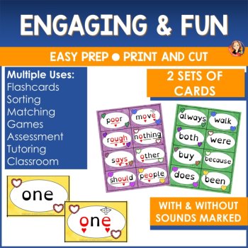 Editable Sight Word Practice Game with Heart Word Practice Flashcards, image 3