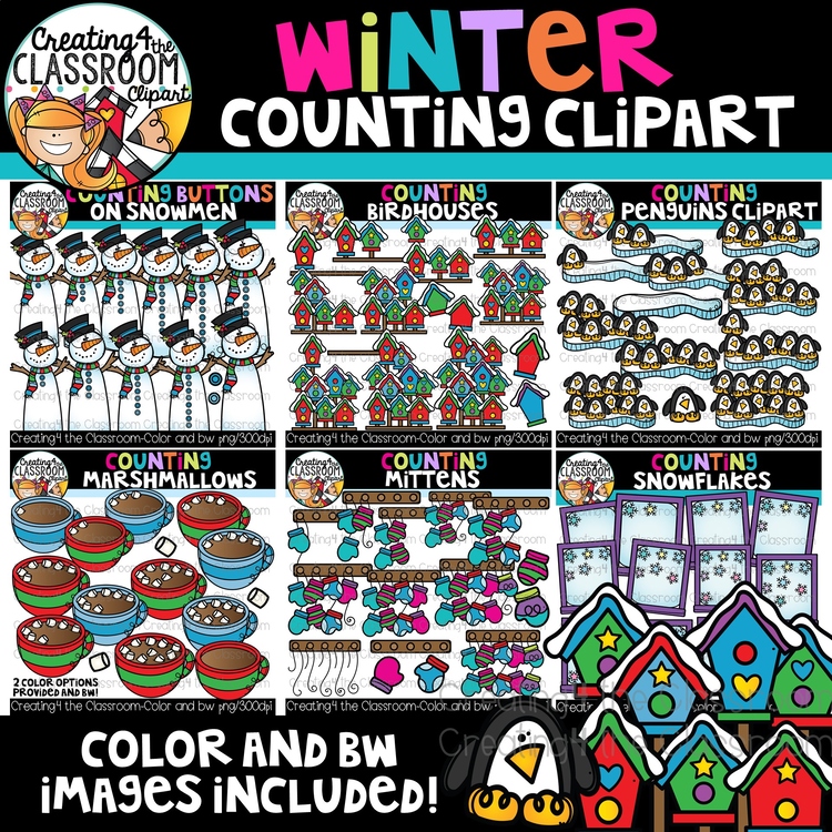 Winter Counting Clipart BUNDLE {Winter Clipart}