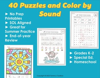Summer Phonics Review Activities, Summer Coloring Pages, Puzzles, Worksheets, image 3
