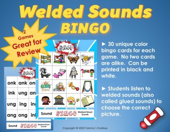 Welded Glued Sounds Phonics Bingo Game, Phonemic Awareness Practice, image 2