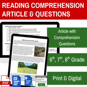 Agriculture and Fertilizer Runoff Reading | 6th, 7th, 8th | Runoff and Leaching, image 2