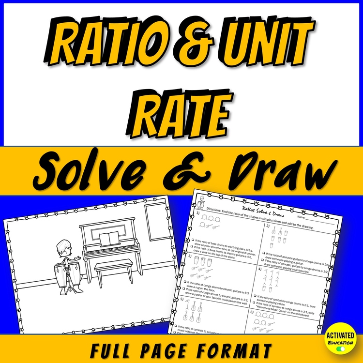 6th Grade Ratios & Unit Rates Color by Answer