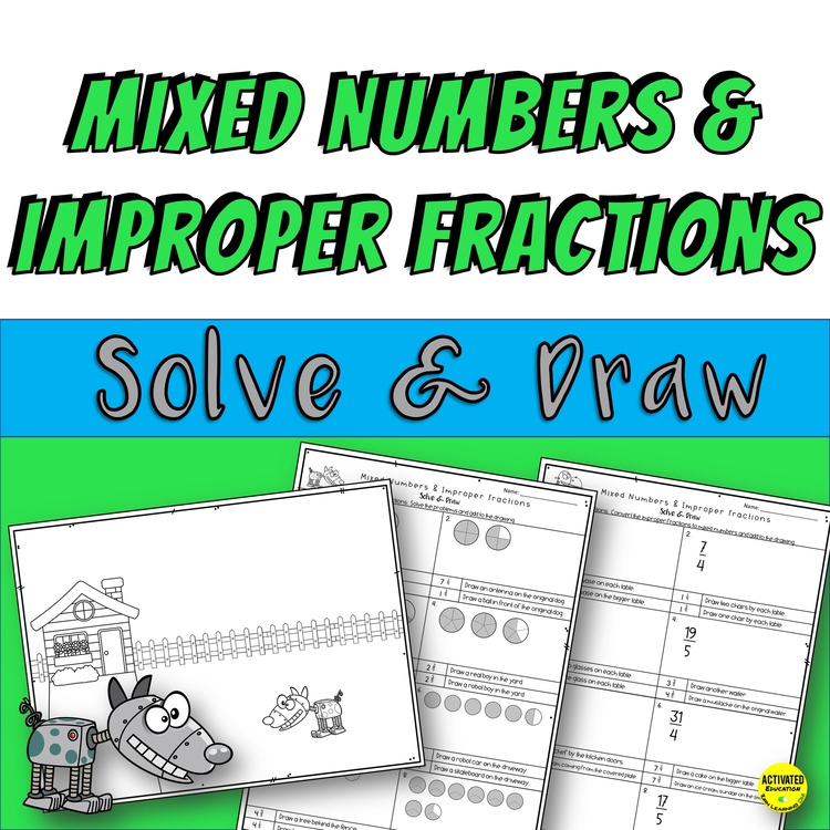 Improper Fractions & Mixed Numbers Color by Answer — Creative Math Coloring