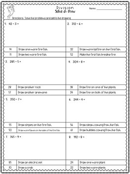 Long Division Solve & Draw Bundle | Division Practice Worksheets | No Prep, image 3