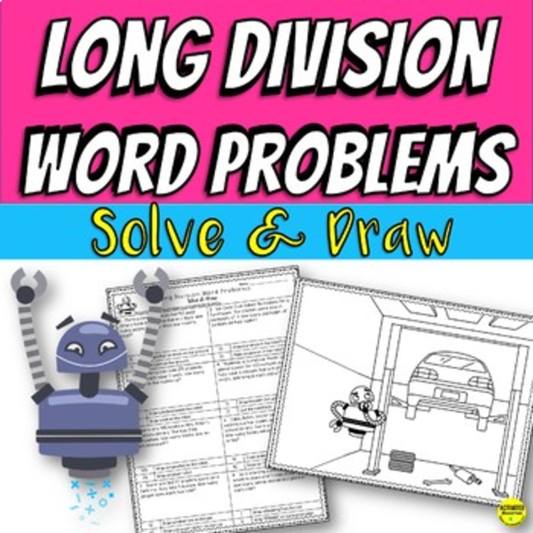Long Division Word Problem Worksheets | Color by Answer Math | Division Practice
