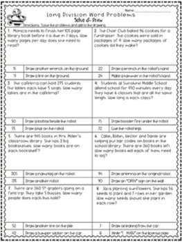 Long Division Word Problem Worksheets | Color by Answer Math | Division Practice, image 2