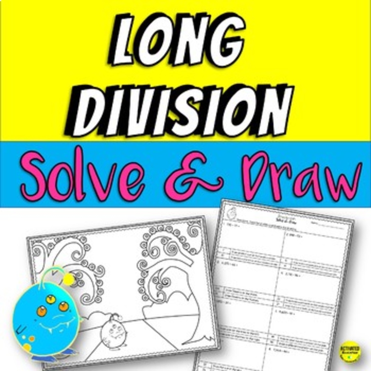 Long Division Solve & Draw | Math Worksheets | No Prep Division Practice