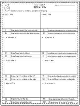 Long Division Solve & Draw | Math Worksheets | No Prep Division Practice, image 3