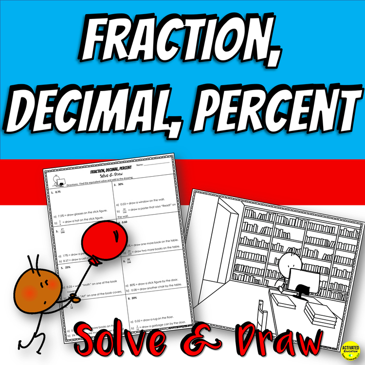 Fraction Decimal and Percent Color By Answer